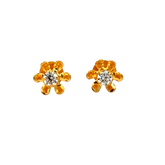 22k Yellow Gold Cubic Zirconia Floral Stud Earrings with gold weight of 0.664g
